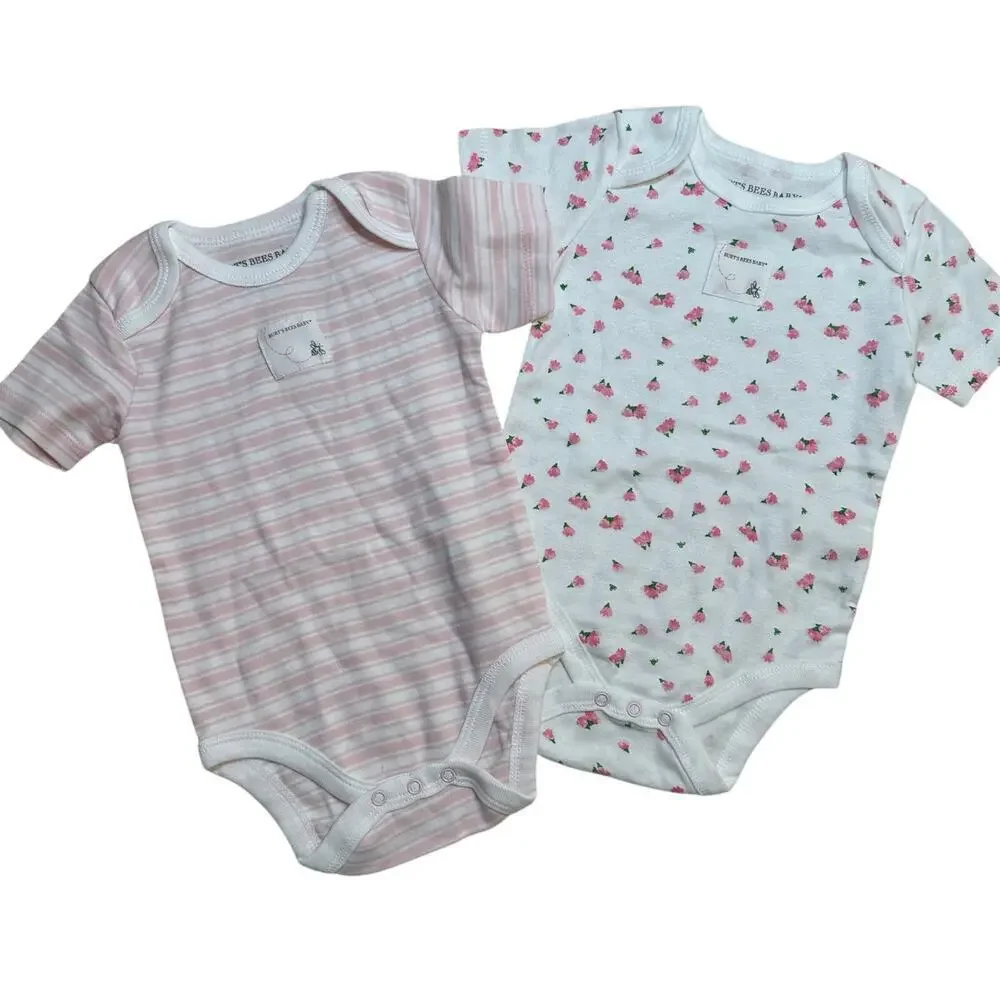 Bundle of Burt's Bees Baby Onesies sz 6-9m Organic Cotton Onesies